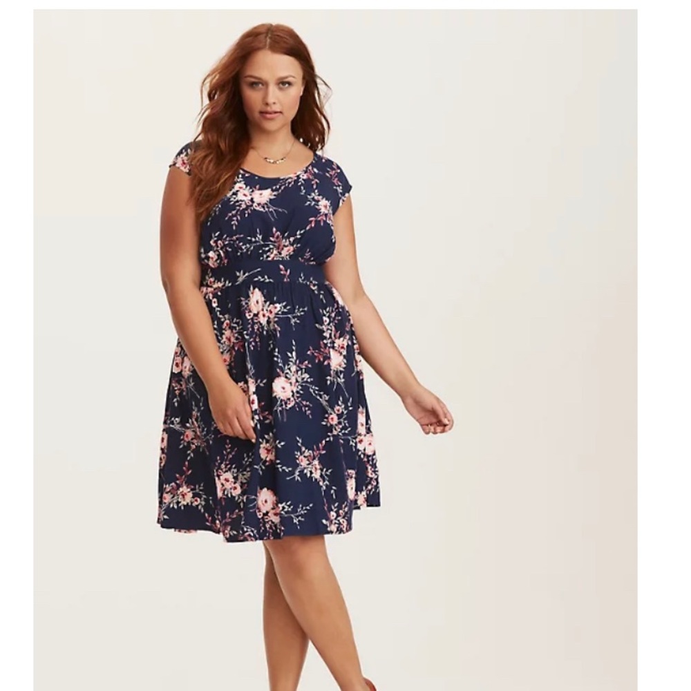 Torrid Blue Floral Cut Out Dress 3
